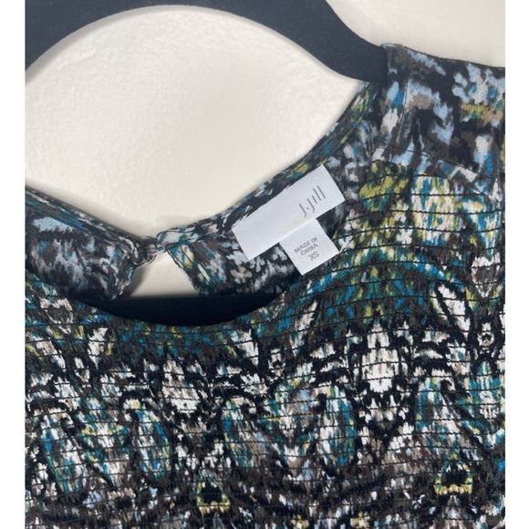 J.Jill Flowy Blouse With Key Hole Neck Stretch XS Paisley Long‎ Sleeve - Picture 3 of 3